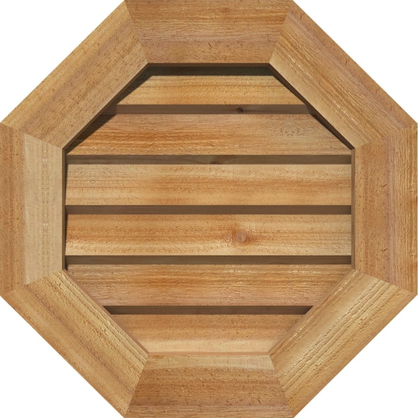 Ekena Millwork Octagonal Gable Vnt Non-Functional Western Red Cedar Gable Vnt w/Decorative Face Frame, 20"W x 20"H GVWOC20X2002RDUWR - main